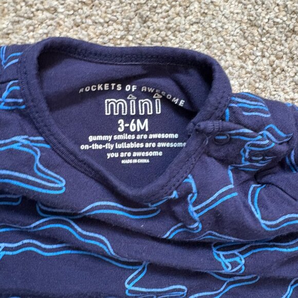 Rockets of Awesome Mini Bamboo Longsleeve Bodysuit size 3-6 Months Navy - Picture 7 of 11